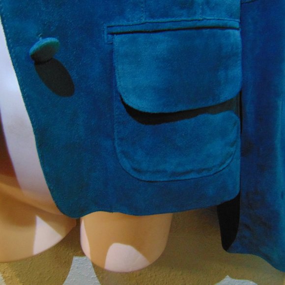 Green 100% Suede Leather Jacket Size Small - Picture 3 of 4